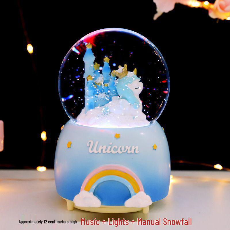 Crystal Ball 8-Note Music Box with Snowflakes and Light-Up Feature – Ideal Birthday Gift for Girls, Children, and Best Friends