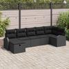 7 Piece Sofa Set with Cushions and Storage Black Poly Rattan