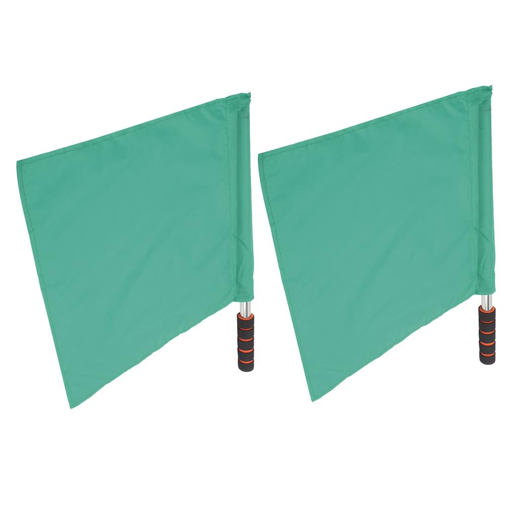 2Pcs Referee Official Flags Stainless Steel Pole Sports Competition Linesman Hand FlagGreen