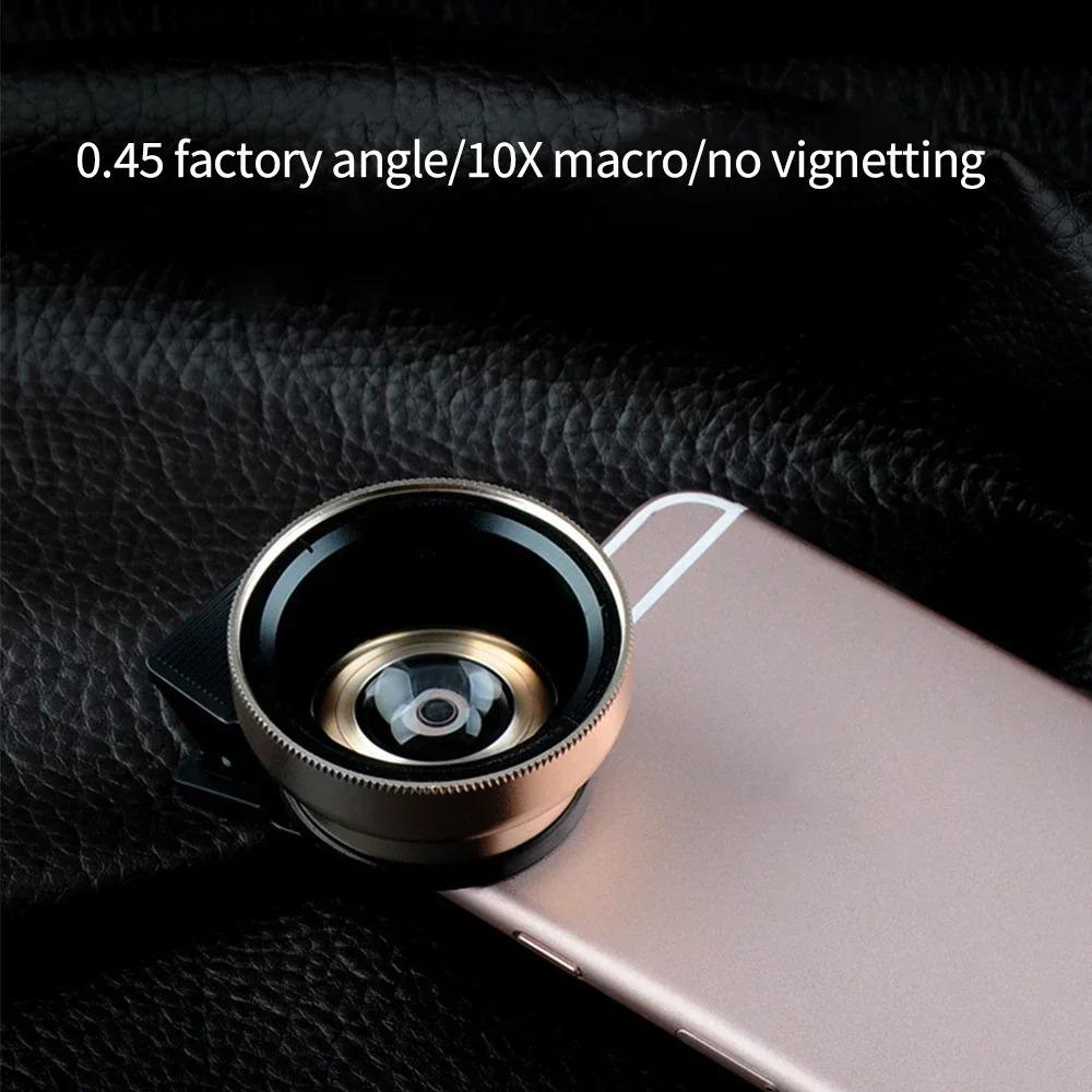 2IN1 Lens Camera Universal Clip 37mm Professional 0.45x 49uv Super Wide-Angle Macro Lens For iPhone 15 12 Samsung Huawei Xiaomi