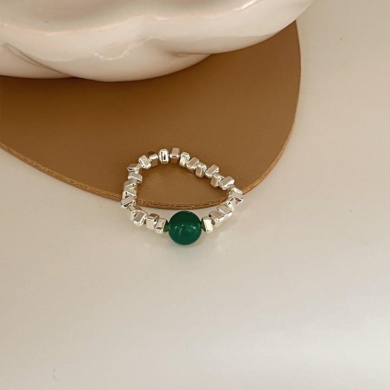 Color Crystal Beaded Ring Ins Niche Design Sense Advanced Finger Ring Light Luxury Temperament All Match Ring Accessories