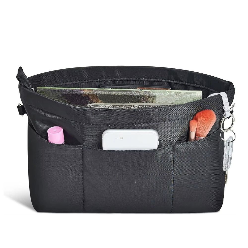 Multi-Pocket Nylon Toiletry Bag with Zipper Storage Bag Durable Insert Cosmetic Bag  Unisex