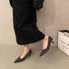 French black high heels pointed single shoes women's shoes 2025 new autumn and winter outer wear plush commuter fluffy shoes