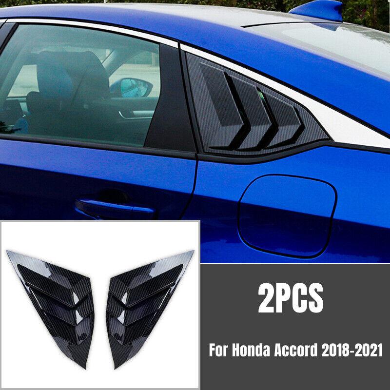 For Honda Accord 10th Gen 2018-2025 Car Rear Louver Window Side Shutter Cover Trim Sticker Vent Scoop ABS Carbon Fiber Black