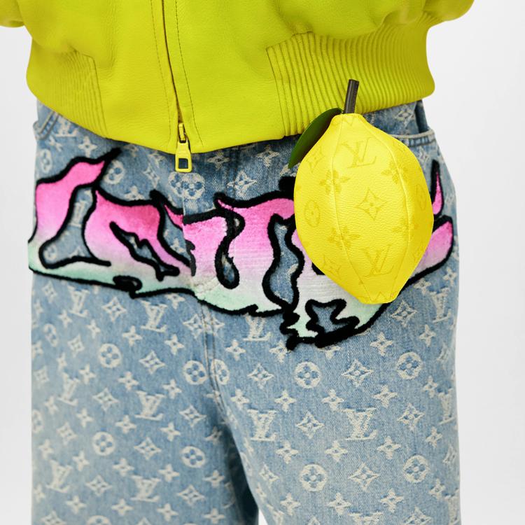 Louis Vuitton Omaggio a Virgil Monogram Classico Forma di Limone Tela e Pelle Pochette Pochette Unisex Giallo M81197