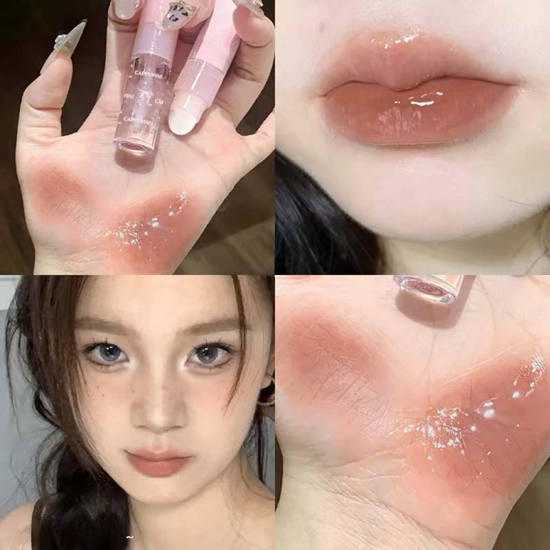 

Розовый бант Легкий цветной дождевик Блеск для губ Зеркальный матовый Увлажняющий блеск для губ Помада с кисточкой для губ