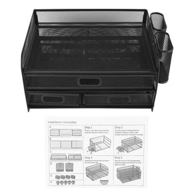 Organisateur de Bureau à 3 Niveaux en Maille Pliable Multifonctionnel en Métal pour Étude Bureau Dortoir