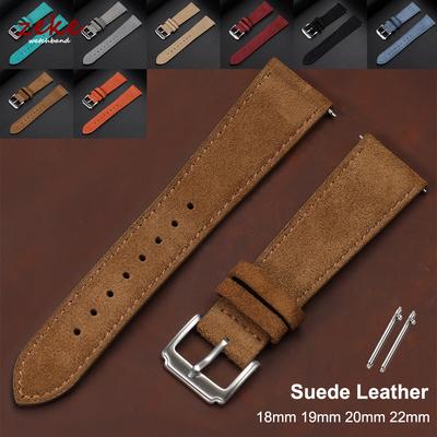 Premium Suede Leather Watch Band 18mm 19mm 20mm 22mm Quick Release Calfskin Straps for Men Women Soft Comfortable Wristband Belt