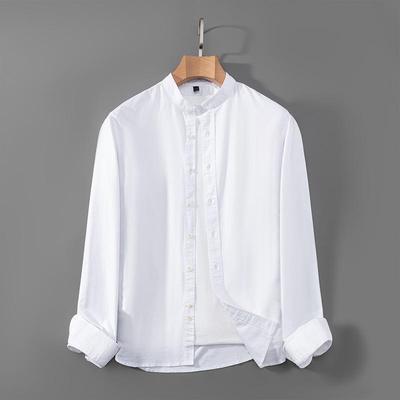 Spring and Autumn New Style Stand Collar Oxford Cotton Long-sleeved Shirt Men's Slim Work Shirt Casual Inch Shirt