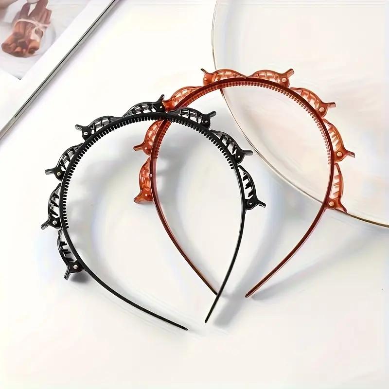 Retro Braided Headband Small Clip Clip Bangs Fixed Artifact Multi-layer Hollow Braided Headband Net Celebrity Hairpin Top Clip Hairpin
