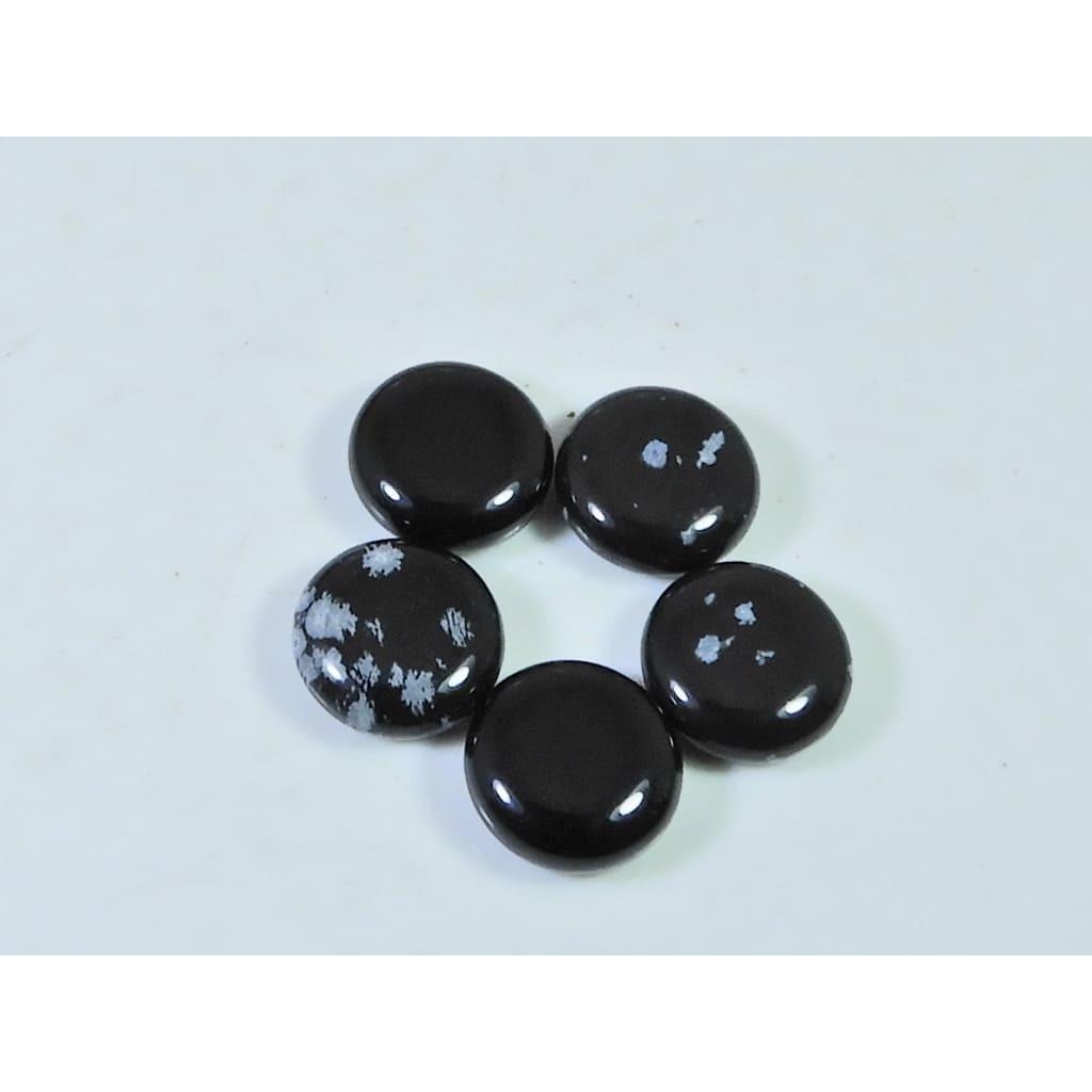 12X12MM Natural Snowflake Obsidian Round Cabochon Loose Gemstone 5Pcs Lot A-808