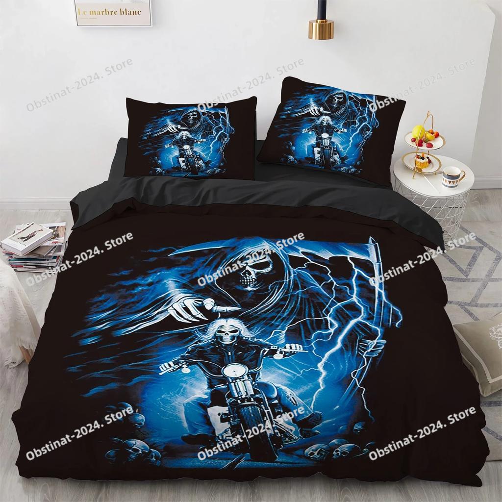 New Distressed Bedding Set Single Twin Full Queen King Size Bed Set Aldult Kid Bedroom Duvet cover Sets Skeleton Bed Sheet Set