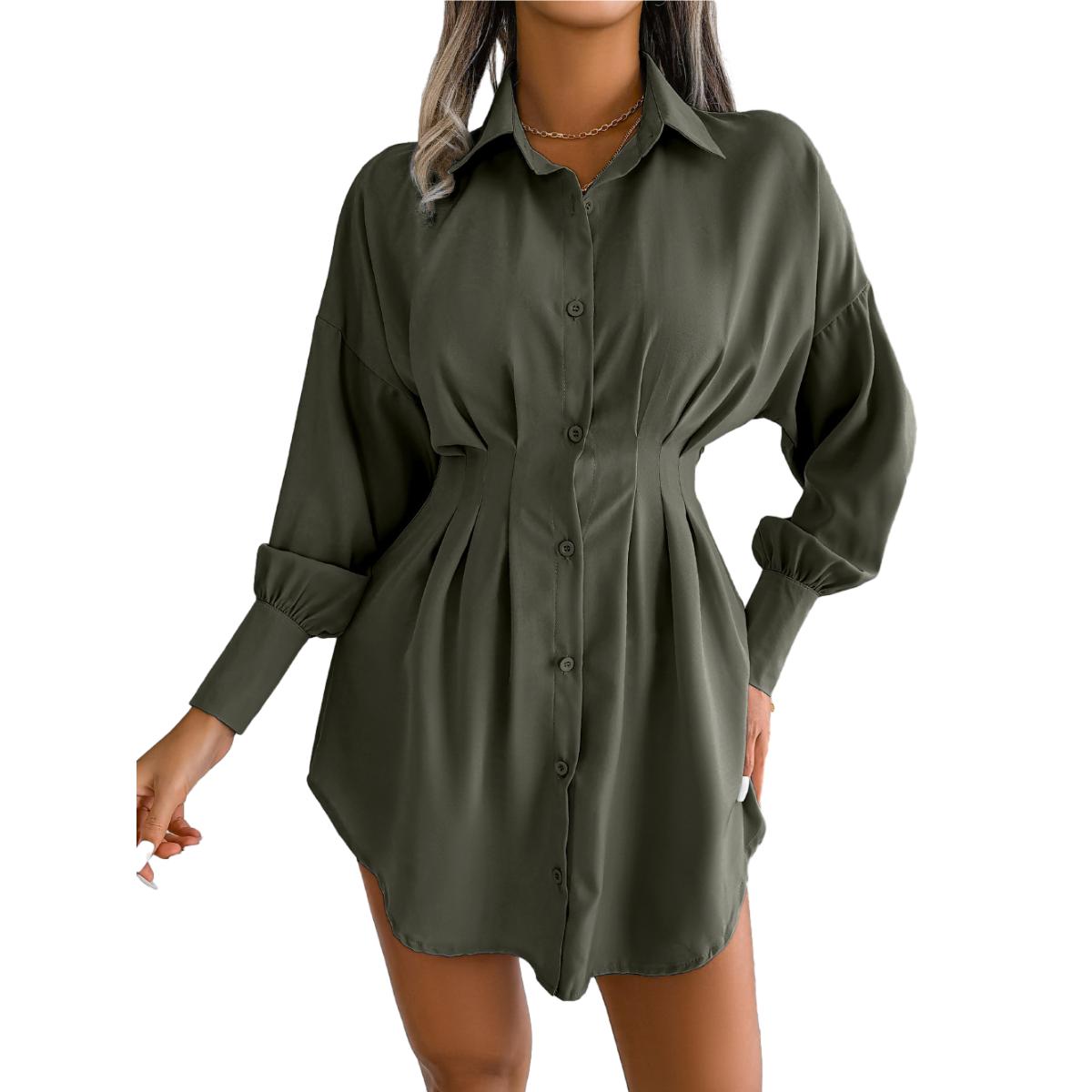 

Женская осенне-зимняя повседневная классическая рубашка с рукавами-фонариками и асимметричной талией, юбка-юбка L