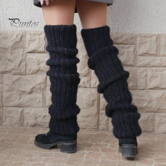 1 Pair Winter Calf Socks Cozy Thick Knitted Solid Color Anti-slip Warm Pile Socks Leg Warmers JK Boots Stocking Lolita Boot Covers Foot Warming Covers