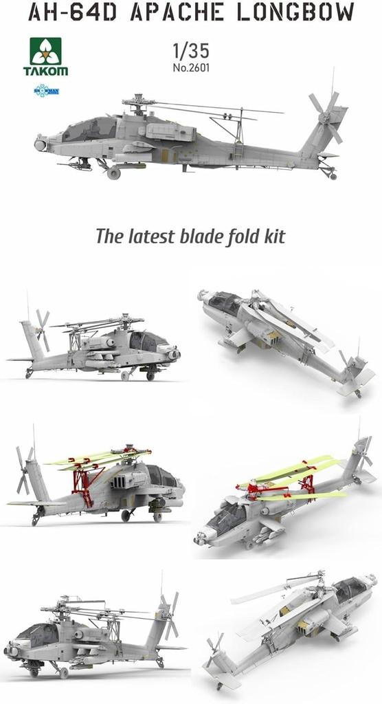 Takom scale Army Apache Longbow Attack Helicopter Plastic Model Kit TKO2601 1/35 U.S. AH-64D (Colored)