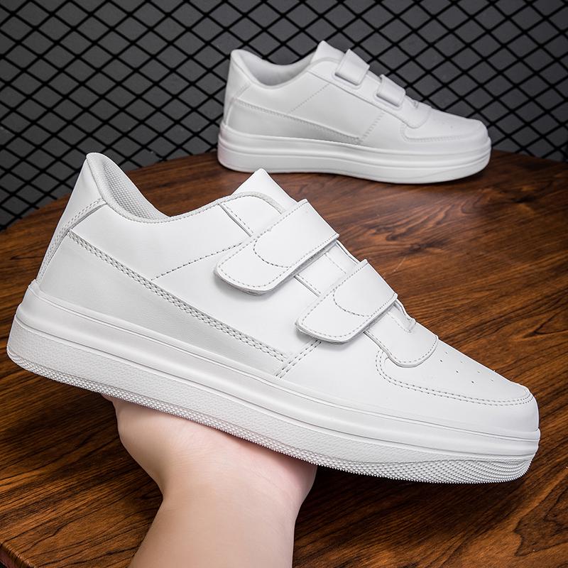 

2025 Дихаючі зручні легкі білі кросівки на липучках Ультралегкі чисті білі повсякденні туфлі для чоловіків Великого розміру 48 кросівки 42 білий