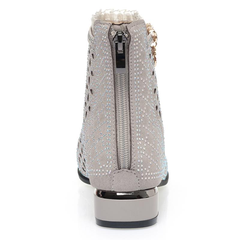 Fashion 2025 new women's sandals Mesh hollow summer female boots Large size thick heel women shoes