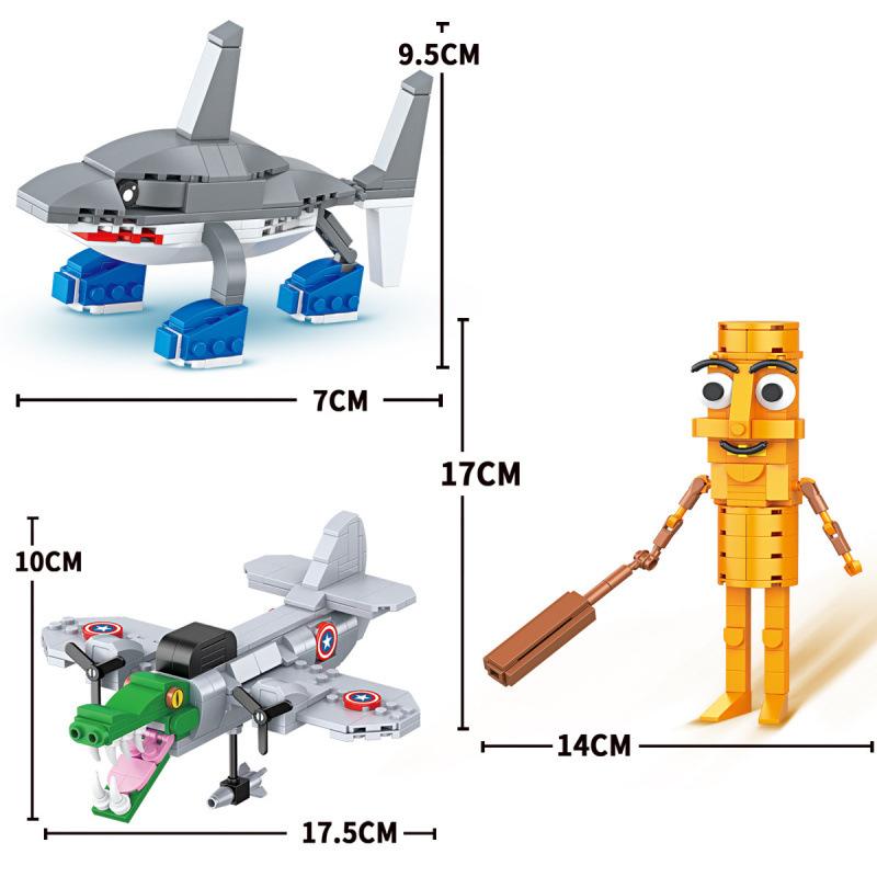 AI Tung Tung Sahur Building Blocks Figurine Shan Hai Jing Animal World Insect Set Brick Fox Running Shoes Shark Toy Gift Model