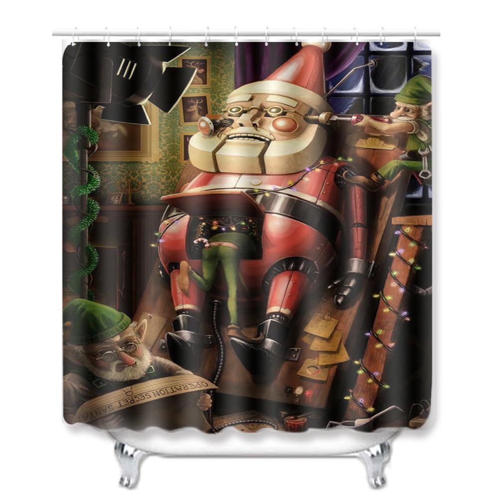 Christmas Toilet Four-Piece Floor Mat Bathroom Non-Slip Door Mat Shower Room Absorbent Carpet
