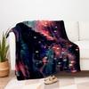 Fantasy Night Sky Lanterns iPhone WallpaperBlanket Flannel Throw Blanket for Sofa, Bed, Travel, Camping, Office, Couch, Chair