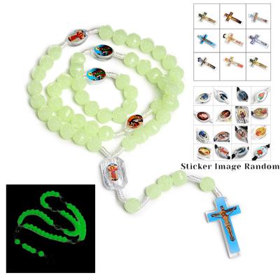 Christian Catholic Luminous Rosary Cross Necklace For Women Prayer Necklace Sticker Icon Random