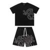 Unisex Y2K Streetwear Hoodie Jogger Set Cotton Blend Loose Fit Casual Outfit Men Women