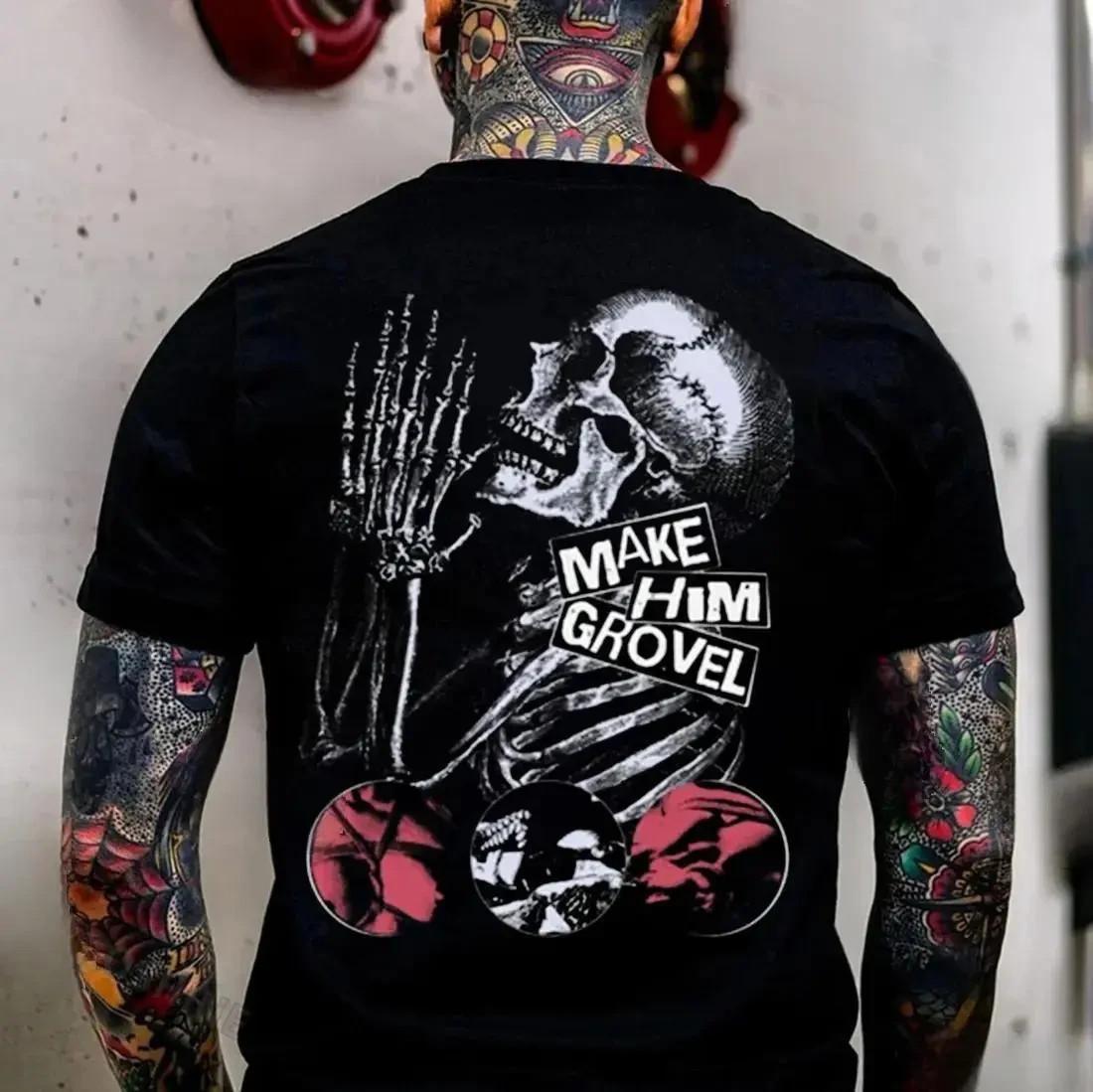 MAKE HIM GROVEL Skeleton Unisex T-Shirt M