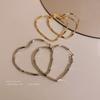 Silver Needle Wind Love Plain Ring Earrings Retro Metal Sense Exaggerated Earrings Niche Cold Wind Earrings Wholesale Women