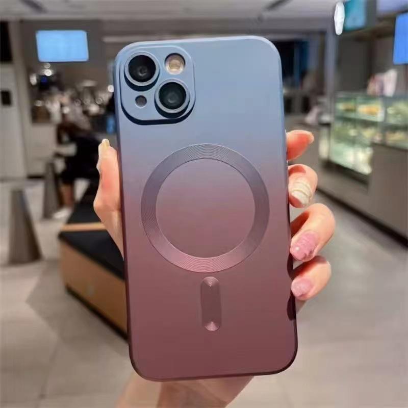 Applicable iPhone16promax Magnetic Mobile Phone Case 15plus Gradual Change 14pro All-inclusive Lens 12 Advanced 11