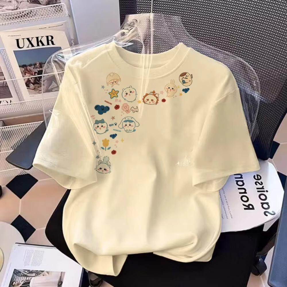 Chikawa Japan Cute Cartoon Womens and Unisexs TShirt ShortSleeve Tshirt Summer ONeck Oversize Clothes Soft Cotton