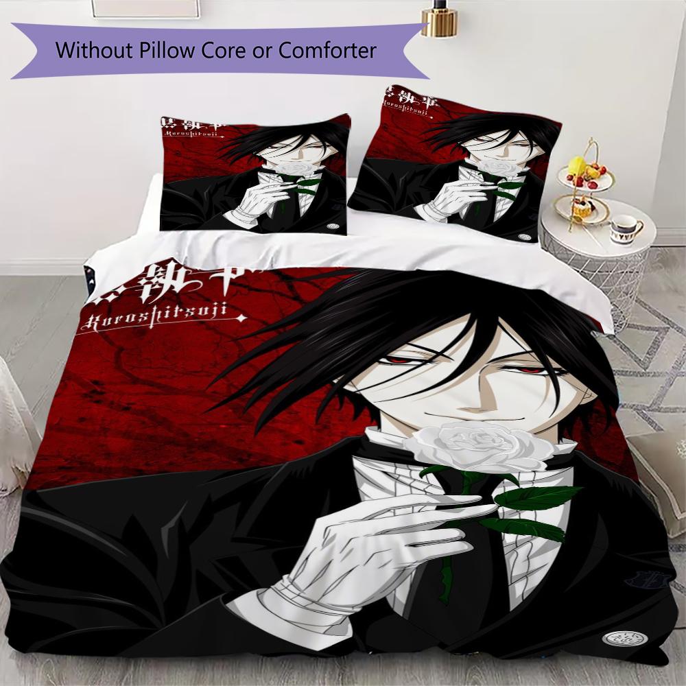 Set Copripiumino Trapuntato con Fantasia Black Butler Copripiumino Federa Decorazione per la Casa Regalo di Compleanno (1 * copripiumino + 2 * federe senza imbottitura)08