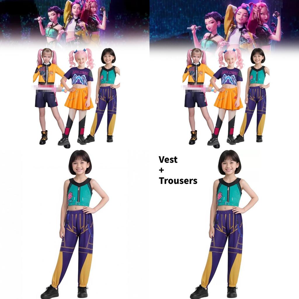 Kpop Demon Hunters Rumi Mira Zoey Cosplay Dress For Kids Halloween Party Costumes
