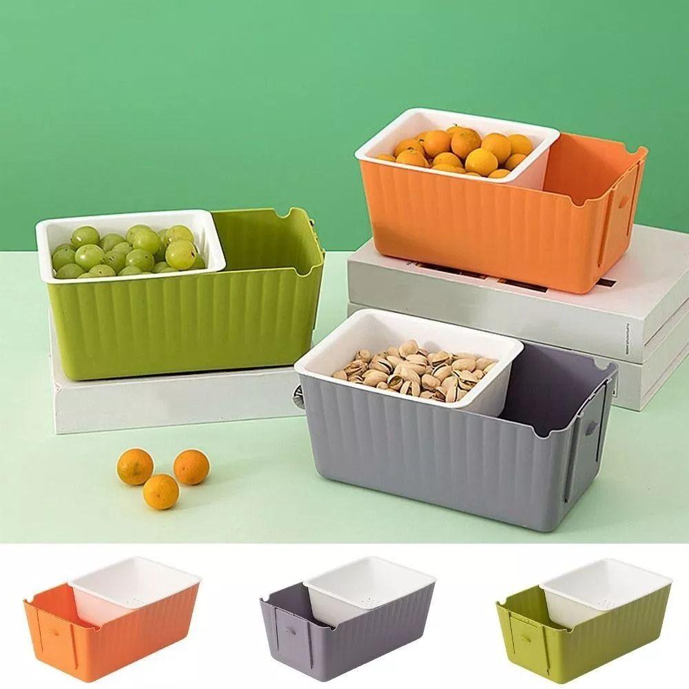Cerative Multifunctional Fruit Drain Basket Durable Practical Fruit Tray Double-Layer Drainable Drain Snack Box