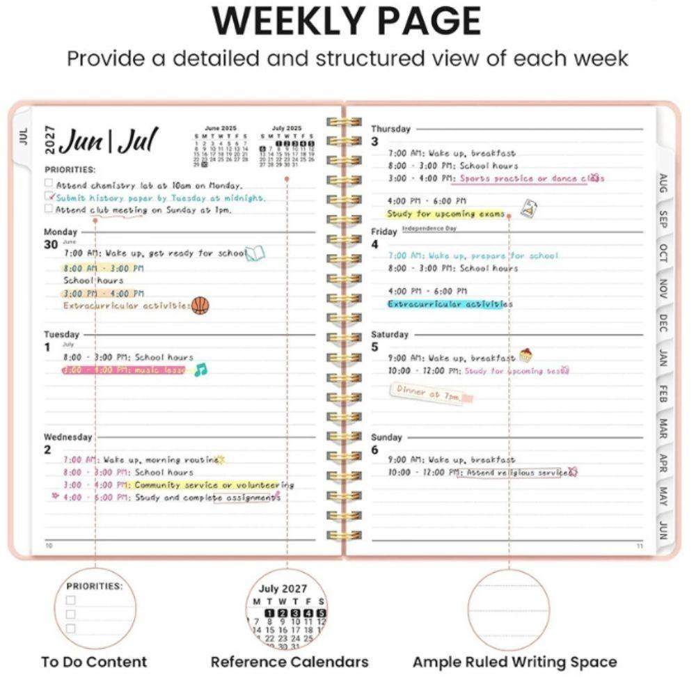 A5 A5 Size Yearly Planner Coil Binding Coil Notebook Weekly Monthly Agenda Business Planning