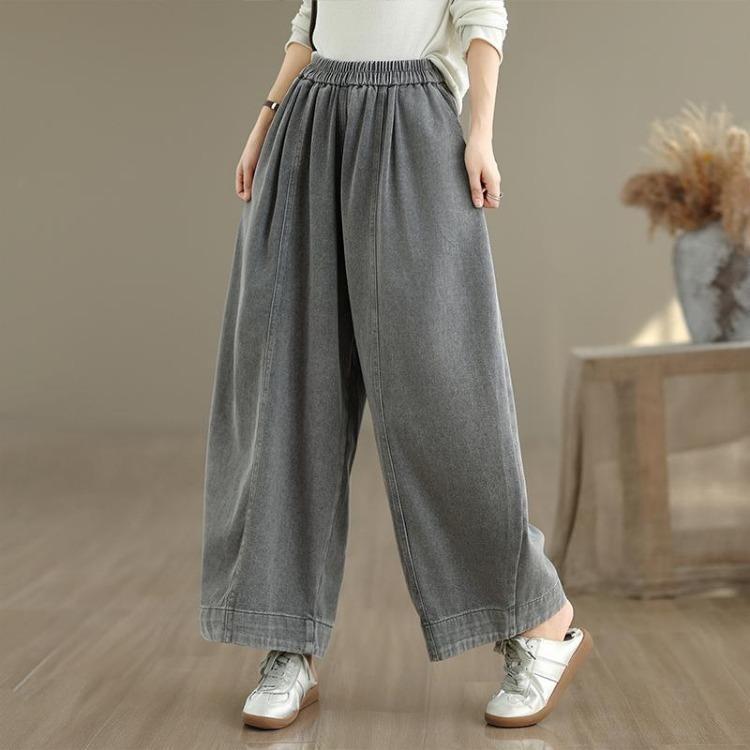 New Women Autumn Denim Jeans Big Size Casual Loose Trousers Long Pants Plus Size