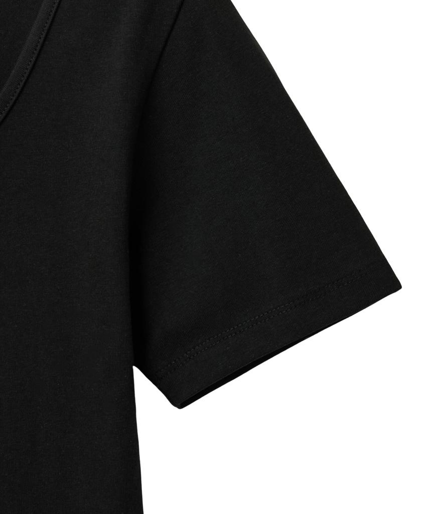 NOIRER FOR WOMAN U-Neck Two-Way T-Shirt (Black)