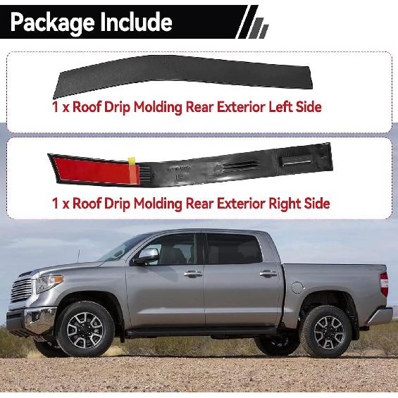 75553-0C030 75554-0C030 Dachrinnenleiste Kompatibel mit Toyota Tundra Crewmax 2007-2021 4 Volltüren (NICHT GEEIGNET für Doppelkabine), Dachtropfleiste