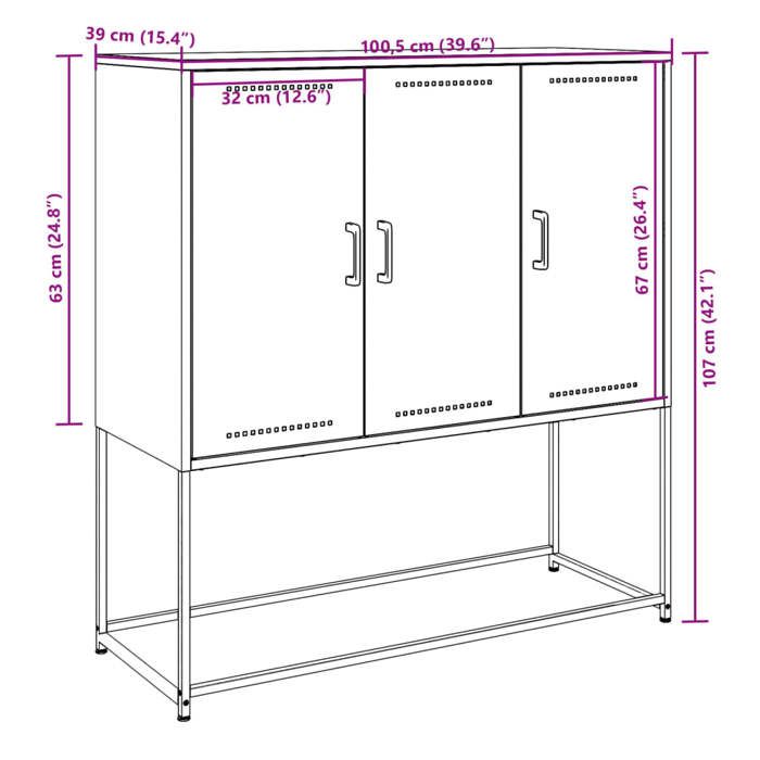 VidaXL Highboard Black 100.5x39x107 Cm Steel, Buffet, Cupboard, Sideboard, Cabinet, Storage Cabinet, Cabinet 846536