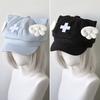 Cat Ears Beret Hat Cross Decoration Octagonal Cap Harajuku Angel Wings Hat  Lolita Fashion