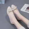 Fashion Black Moccasins Woman Flats Formal Metal Buckle Slip-on Single Shoe Comfortable and Elegant Wholesale Lastest 39 Shoes for Women