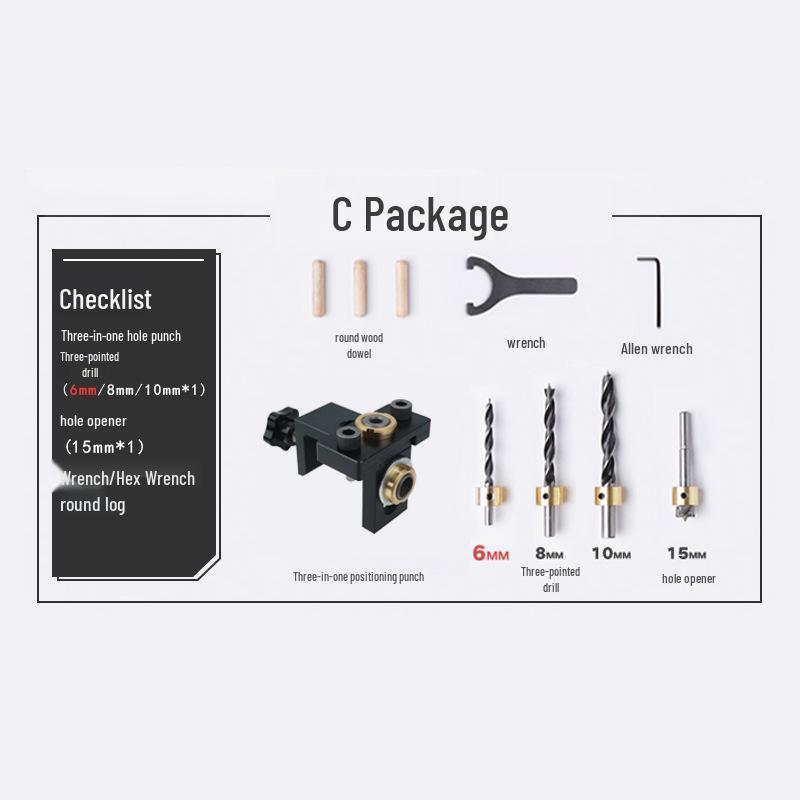 Woodworking 3-in-1 Furniture Connector & Dowel Hole Opener Tool