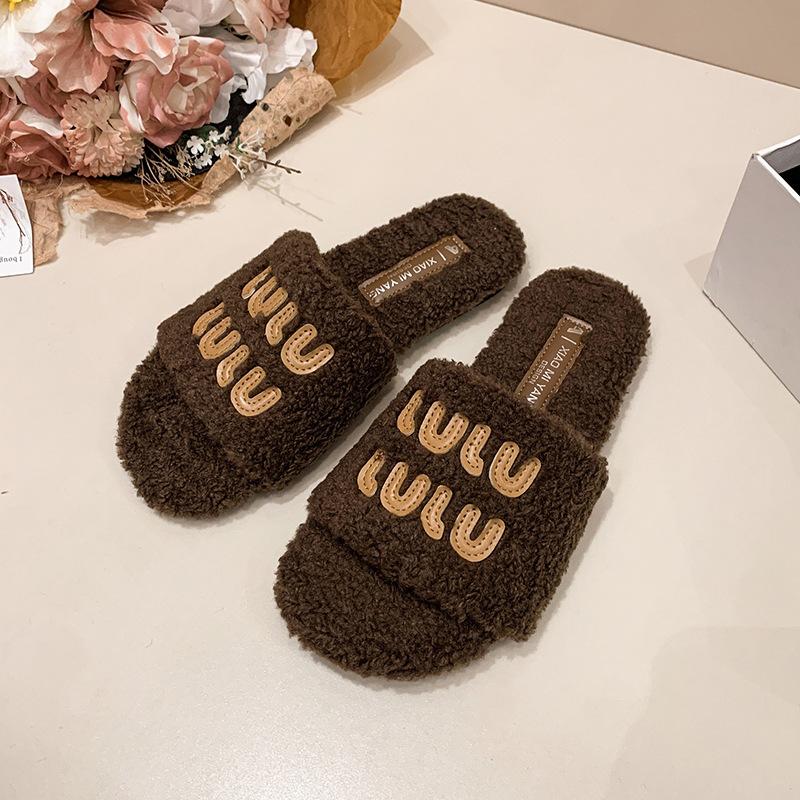 Mode Temperament vielseitig Mao Mao Drag Dicksohl Ein-Wort-Slipper Damen Herbst- und Winterbekleidung 2025 neue beliebte Mao Mao Slipper