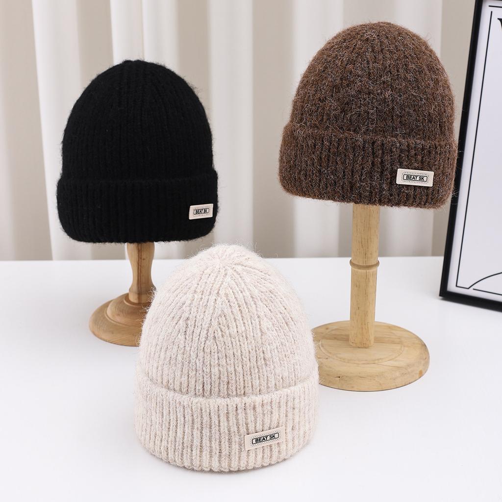 Small Face Warm Wool Hat Female Tide Autumn And Winter Versatile Letter Men Thickened Knitted Hat Cold Hat