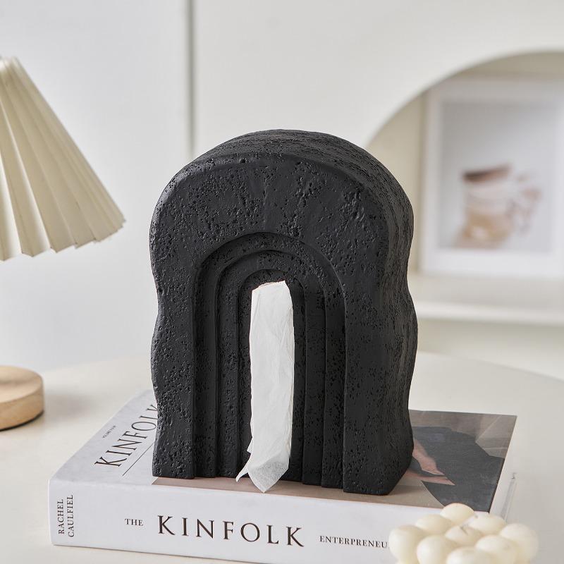 1pcs Simple Stylish Door-Shaped Tissue Box Resin Home Living Room Table Decorative Ornament Tissue Storage Box