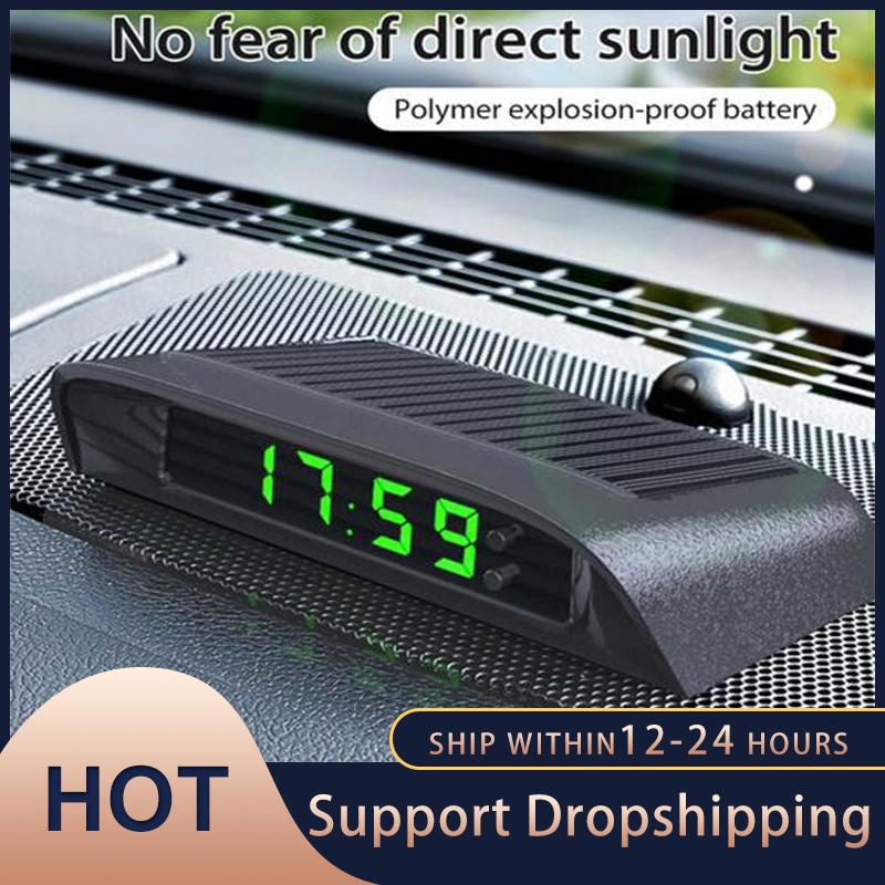 Tragbare Solar-Autodigital-LCD-Uhr & Temperaturanzeige Auto-Armaturenbrett-Uhren Hintergrundbeleuchtung Elektronischer Bildschirm Temperaturuhr