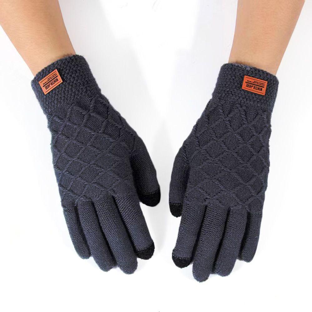 

Men Warm Winter All Finger Gloves Touch Screen Gloves Fluffy Knitted Mittens темно-сірий колір