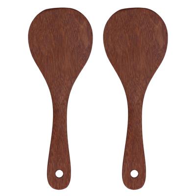 2 Pcs Rice Paddle Natural Wooden Rice Cooker Spatula Kitchen Cooking Spoons for Mixing and Serving