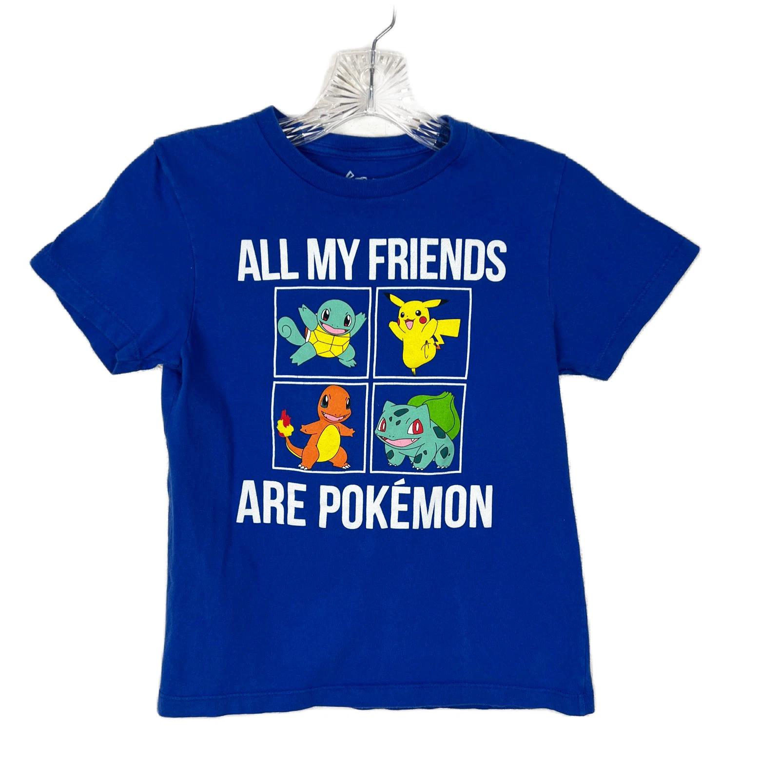 Pokemon Shirt Youth Small Blue Short Sleeve All My Friends Are Pokemon Pikachu 120