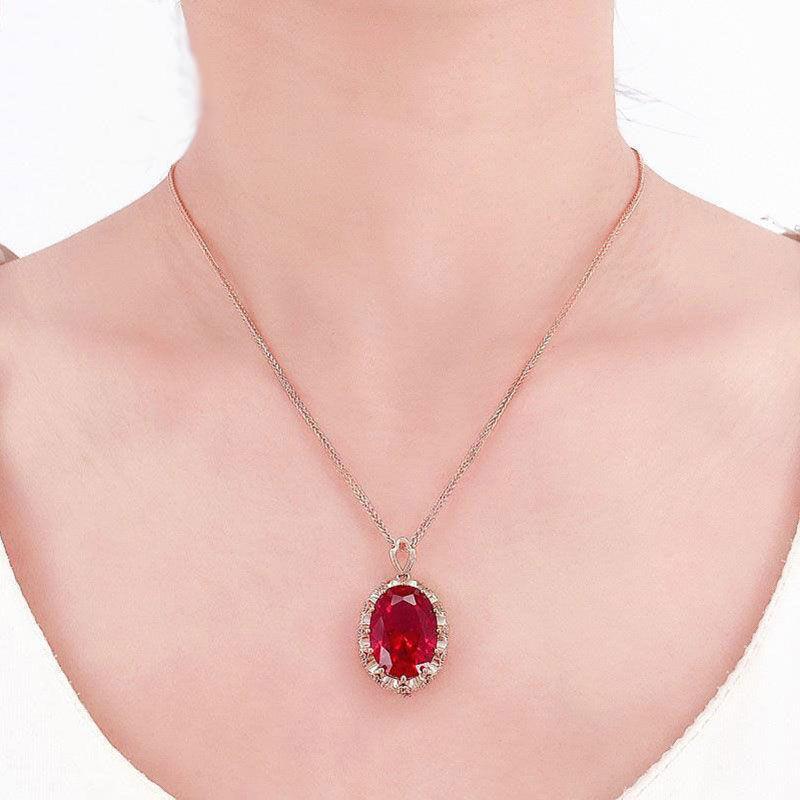 Exquisite Russian Purple Gold Egg Surface Redstone Pendant Fashion Temperament Light Luxury Niche Color Gold Plated Rose Gold Necklace