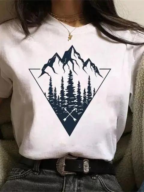 Maycaur Newest Funny Moon Print T Shirt Women White and Black Shirts Fashion Round Neck Short Sleeve T-Shirt Summer Tees Casual Top